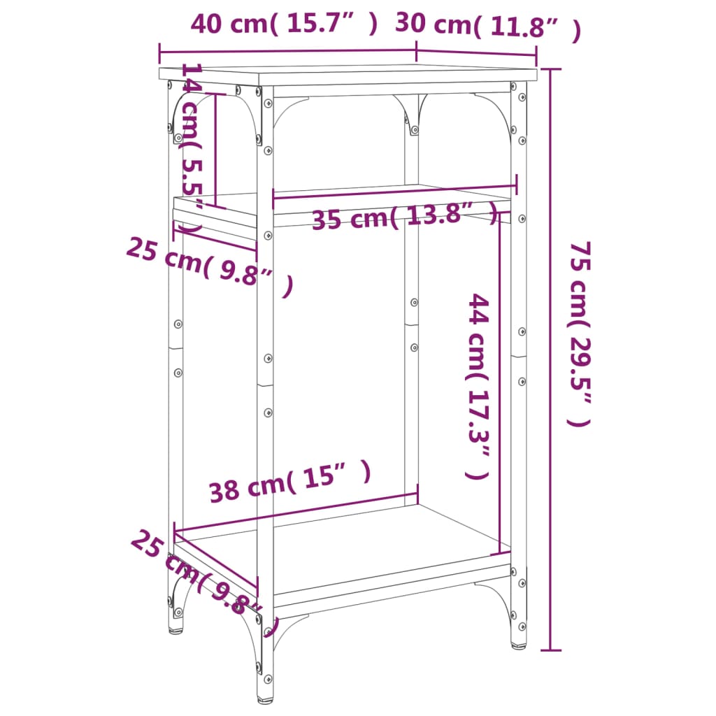 vidaXL Bočný stolík dub sonoma 40x30x75 cm spracované drevo