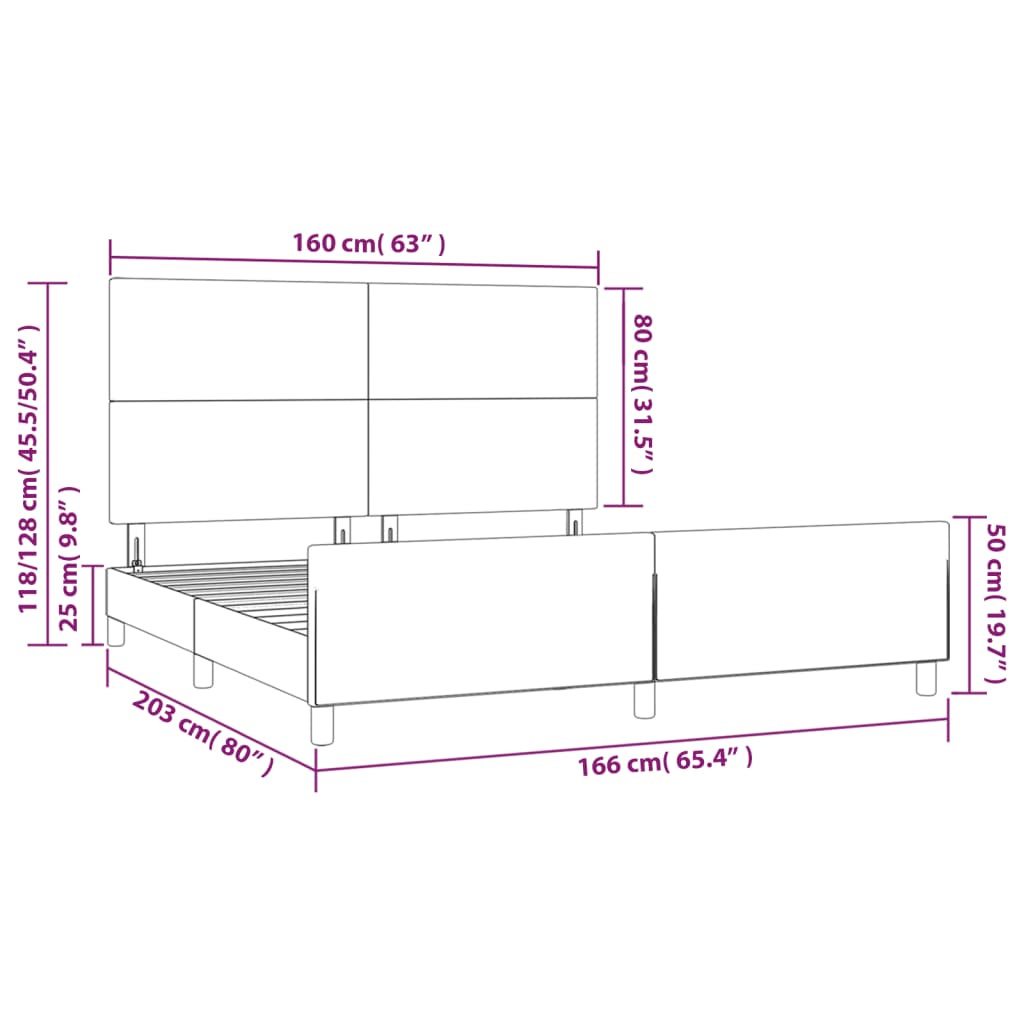 vidaXL Rám postele bez matraca tmavomodrý 160x200 cm zamat