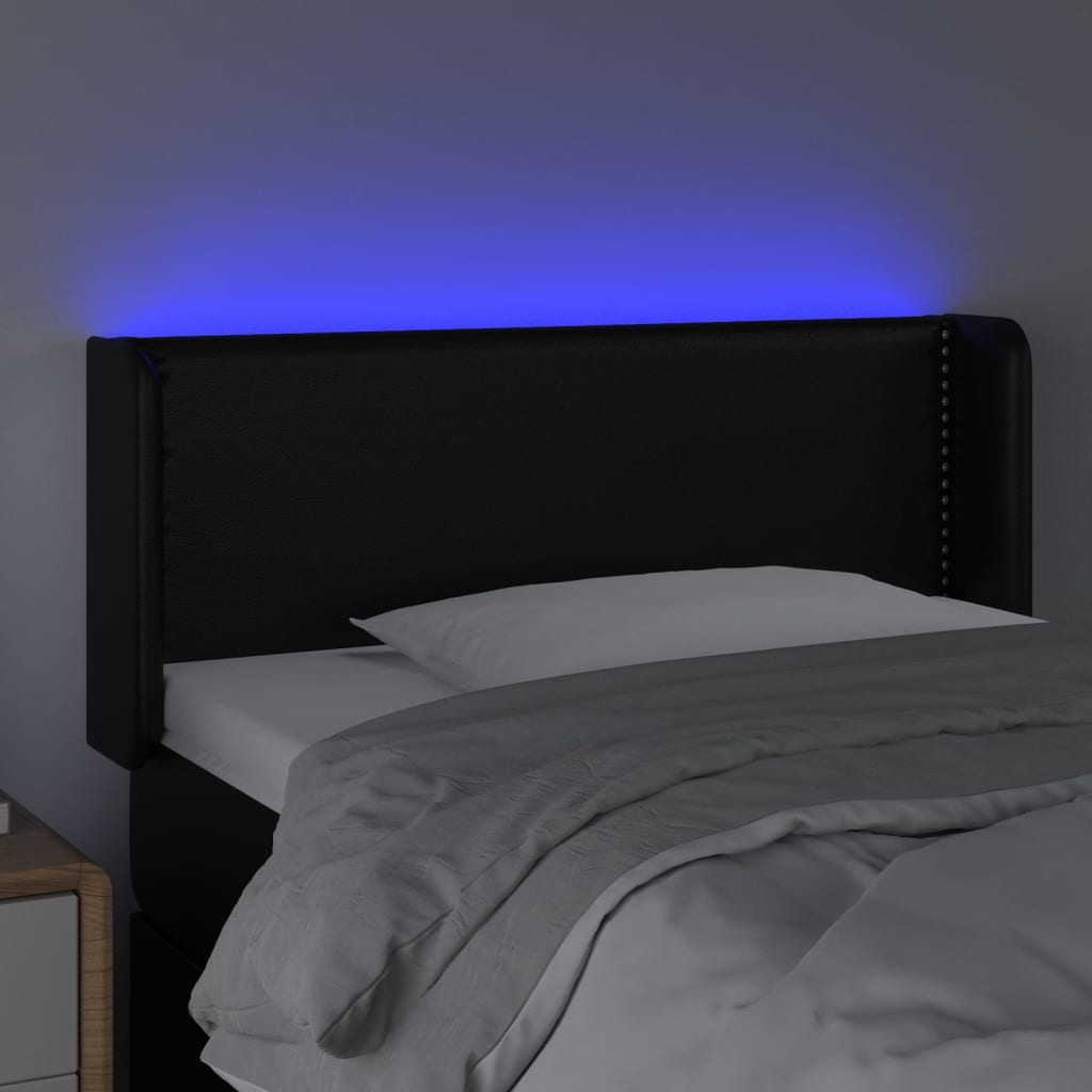 vidaXL Čelo postele s LED čierne 103x16x78/88 cm umelá koža