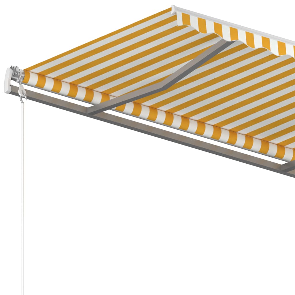 vidaXL Ručne zaťahovacia markíza so stĺpikmi 3,5x2,5 m žlto-biela