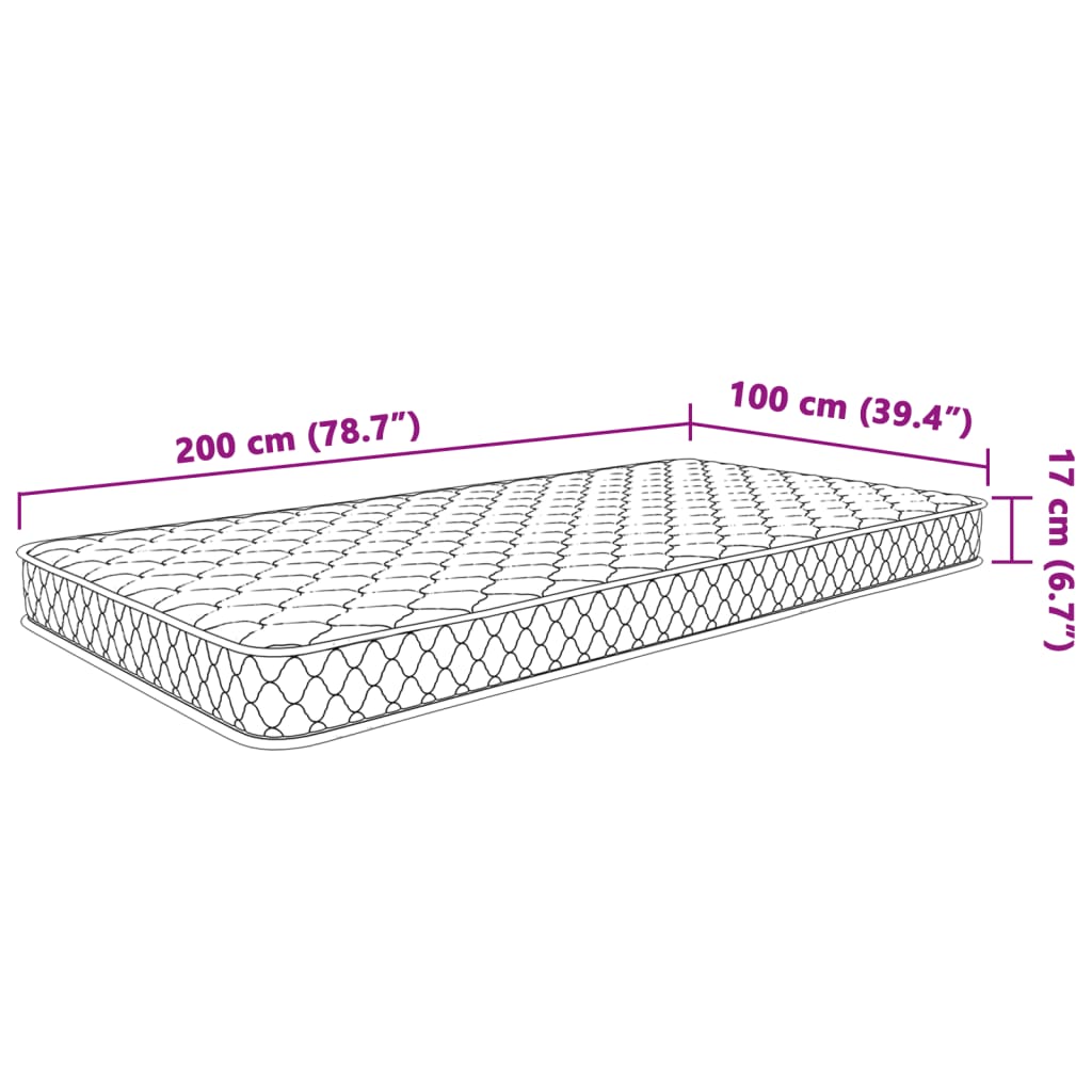 vidaXL Matrac s pamäťovou penou, biely 100x200x17 cm