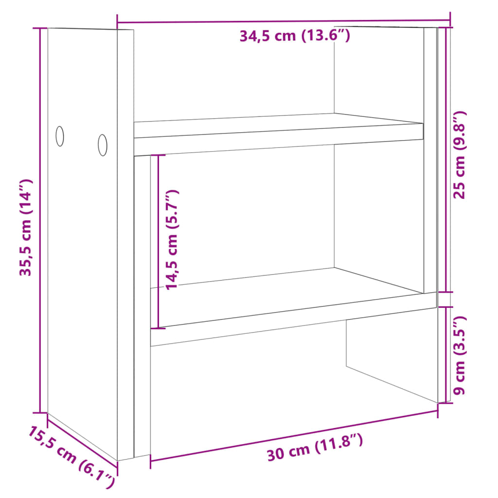 vidaXL Organizér na stôl, dub sonoma 34,5x15,5x35,5cm kompozitné drevo