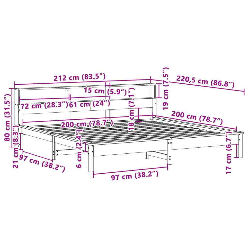 vidaXL Posteľ bez matraca biela 200x200 cm masívna borovica