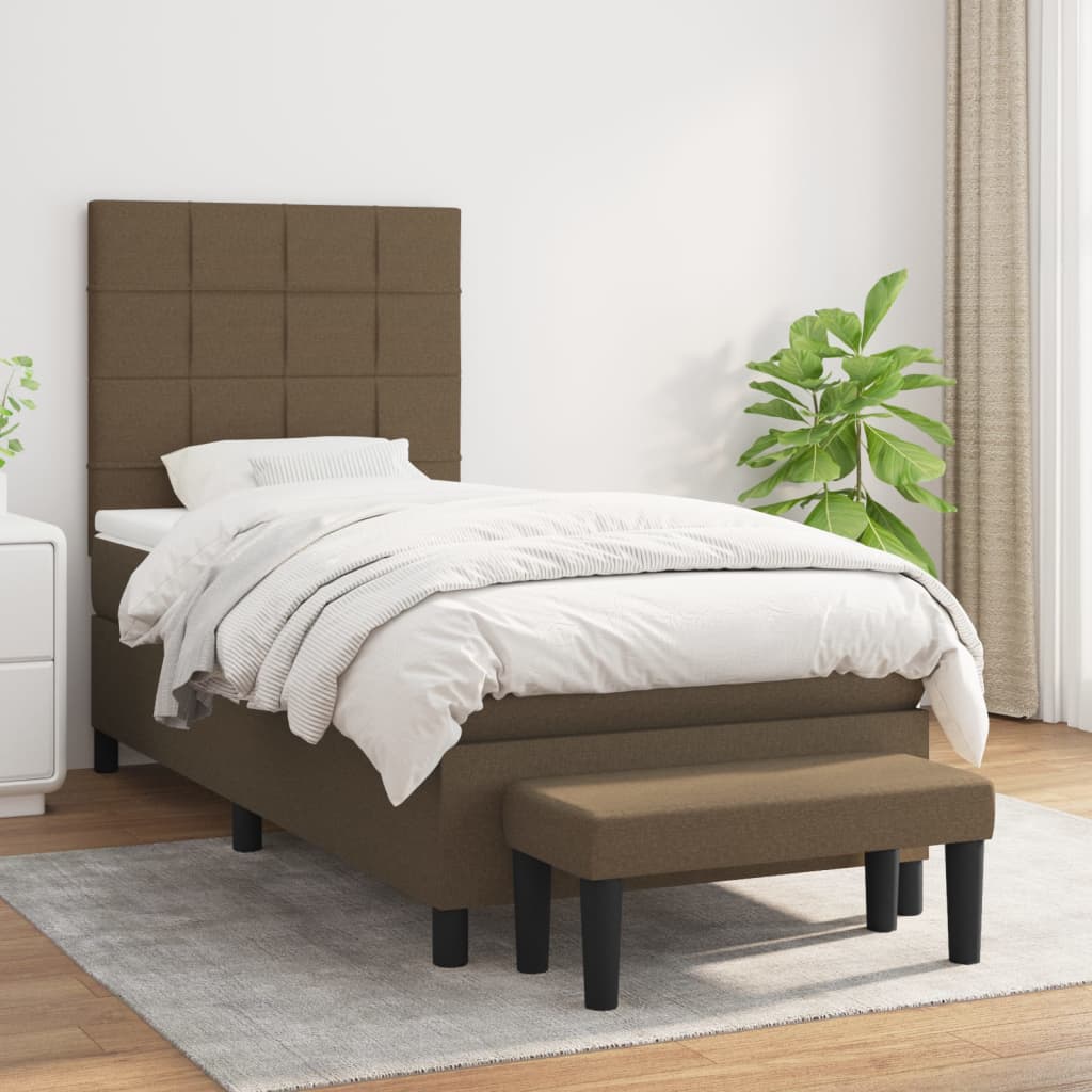 vidaXL Boxspring posteľ s matracom tmavohnedá 90x190 cm látka