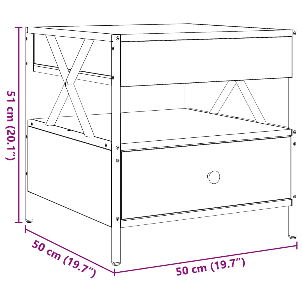 vidaXL Konferenčný stolík s nekonečnými LED sivý sonoma 50x50x51 cm