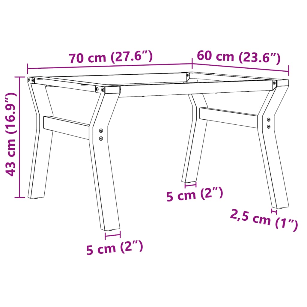 vidaXL Nohy konferenčného stolíka Y-rám 70x60x43 cm liatina