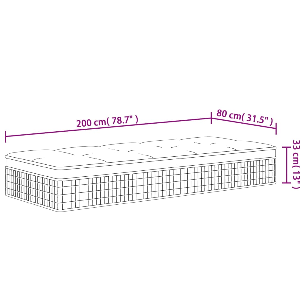 vidaXL Taštičkový pružinový matrac stredne tvrdý 80x200 cm