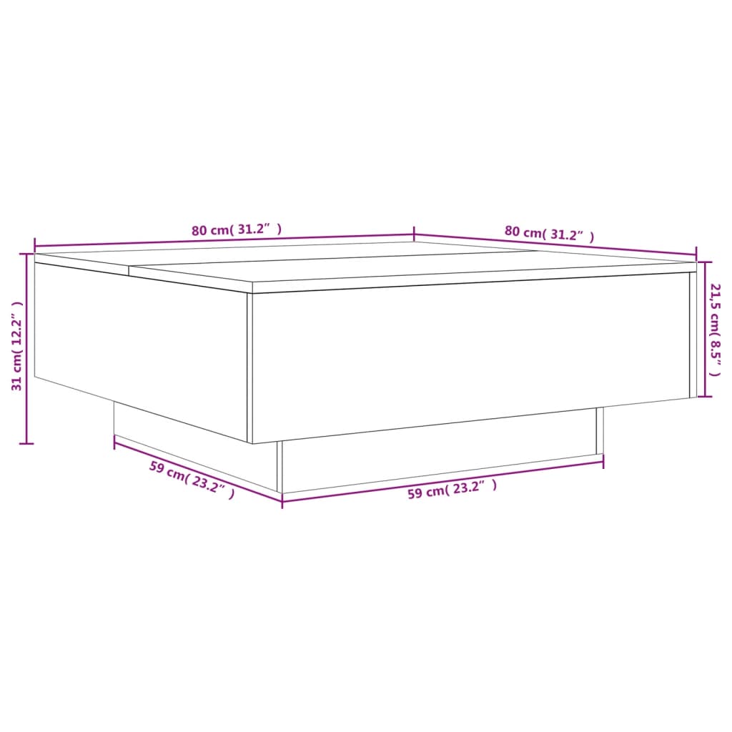 vidaXL Konferenčný stolík dub sonoma 80x80x31 cm drevotrieska