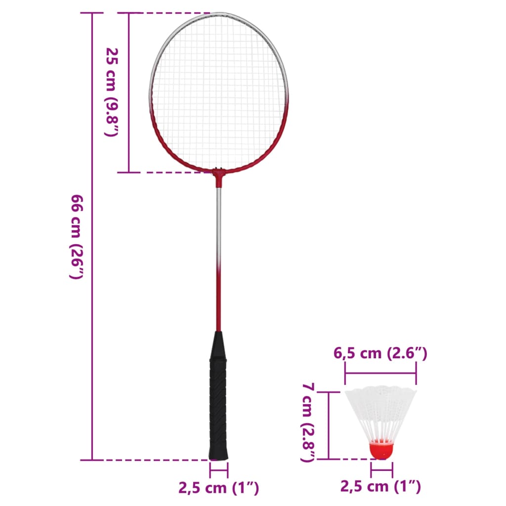 vidaXL Bedmintonová súprava s 4 raketami a sieťkou 620x151 cm