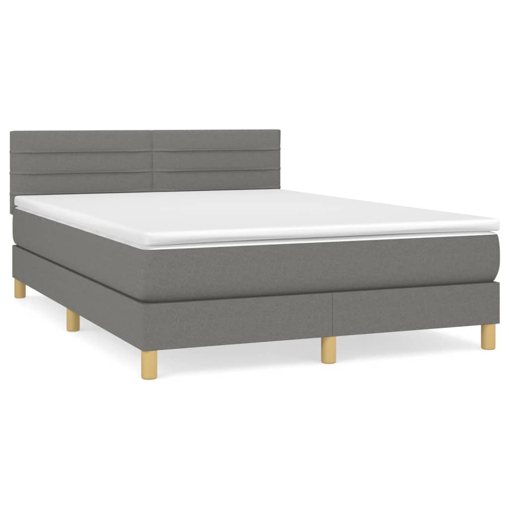 vidaXL Boxspring posteľ s matracom tmavosivá 140x200 cm látka