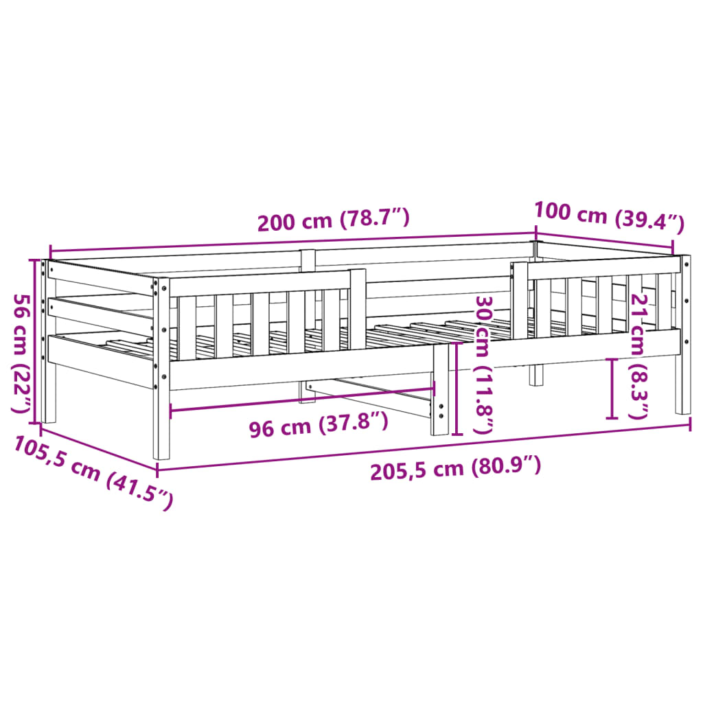 vidaXL Posteľ bez matraca voskovo hnedá 100x200 cm masívna borovica