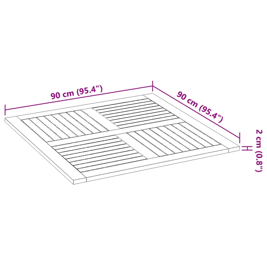 vidaXL Stolová doska 90x90x2,2 cm štvorec masívna akácia