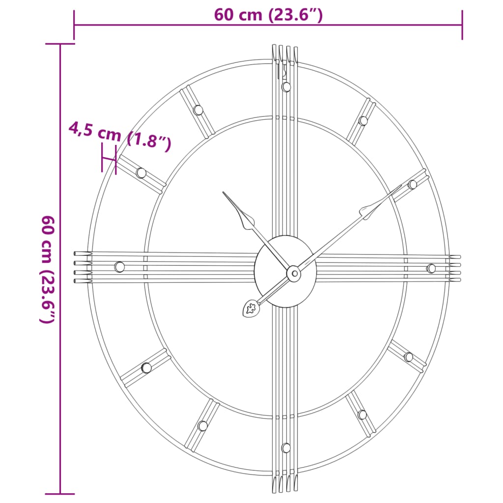 vidaXL Nástenné hodiny čierne Ø60 cm železo