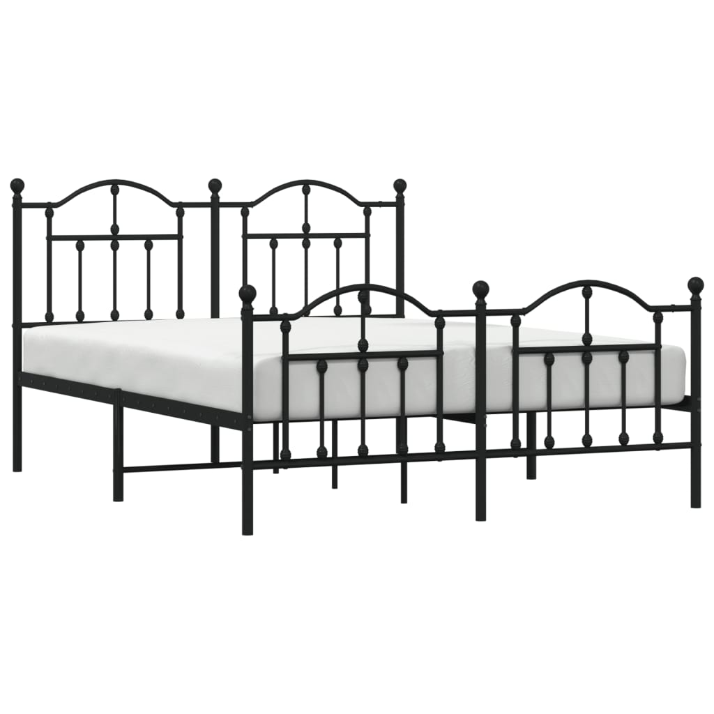 vidaXL Kovový rám postele s čelom a podnožkou čierny 135x190 cm