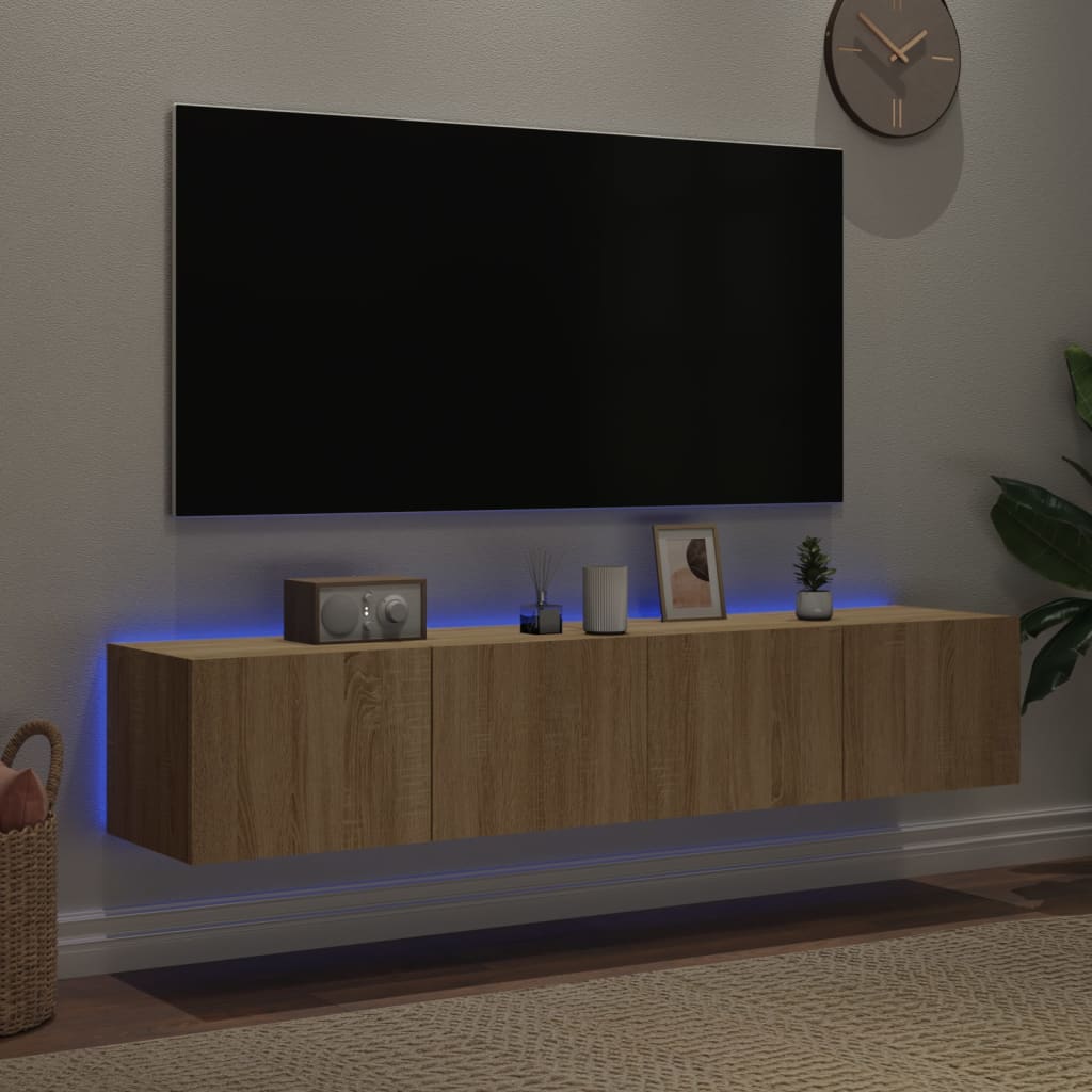vidaXL TV nástenné skrinky s LED svetlami 2 ks dub sonoma 80x35x31 cm