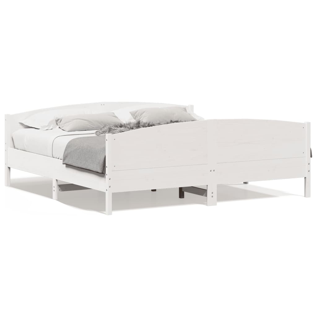 vidaXL Rám postele s čelom biely 180x200 cm borovicový masív