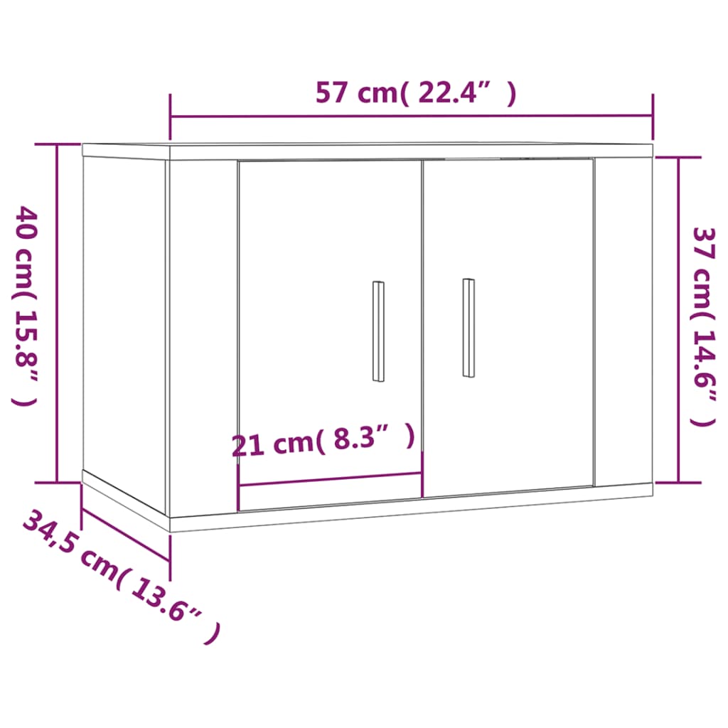 vidaXL Nástenná TV skrinka biela 57x34,5x40 cm