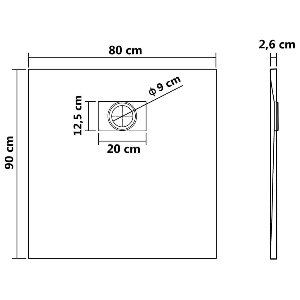 vidaXL Sprchová vanička SMC hnedá 90x80 cm