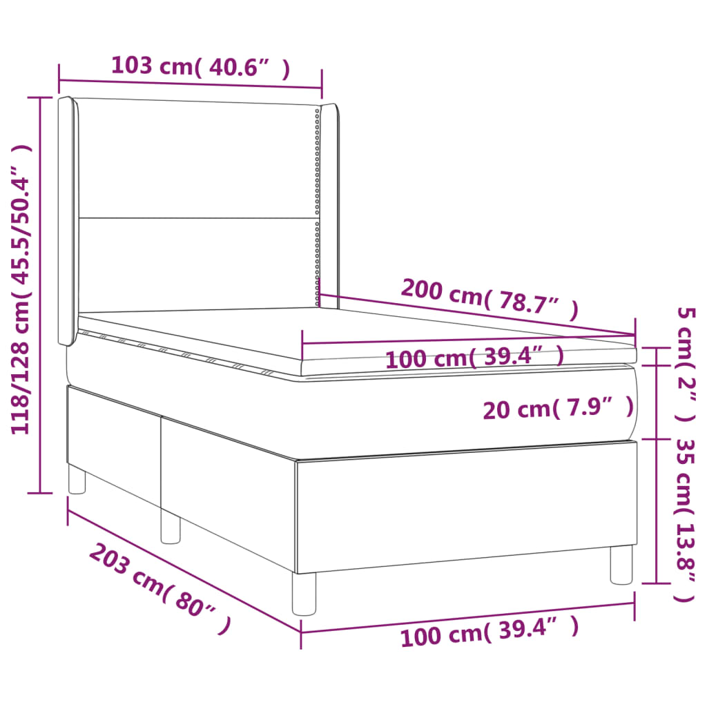 vidaXL Boxspring posteľ s matracom krémová 100x200 cm látka