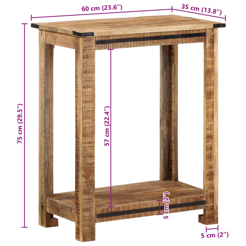 vidaXL Konzolový stolík 60x35x75 cm masívne mangovníkové drevo