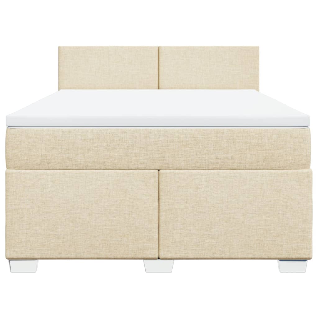 vidaXL Posteľný rám boxspring s matracom krémový 160x200 cm látka