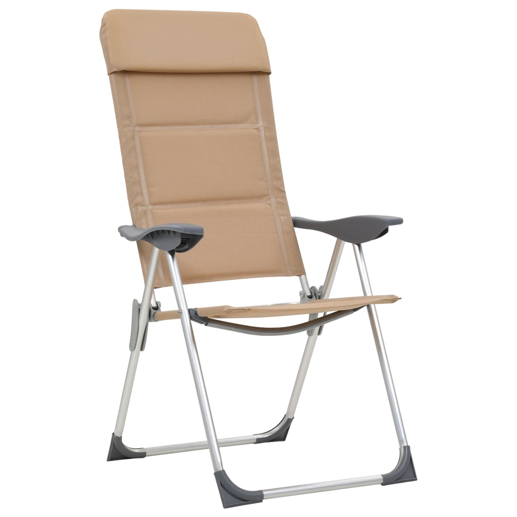 vidaXL Kempingové stoličky 2 ks krémové 58x69x111 cm hliníkové