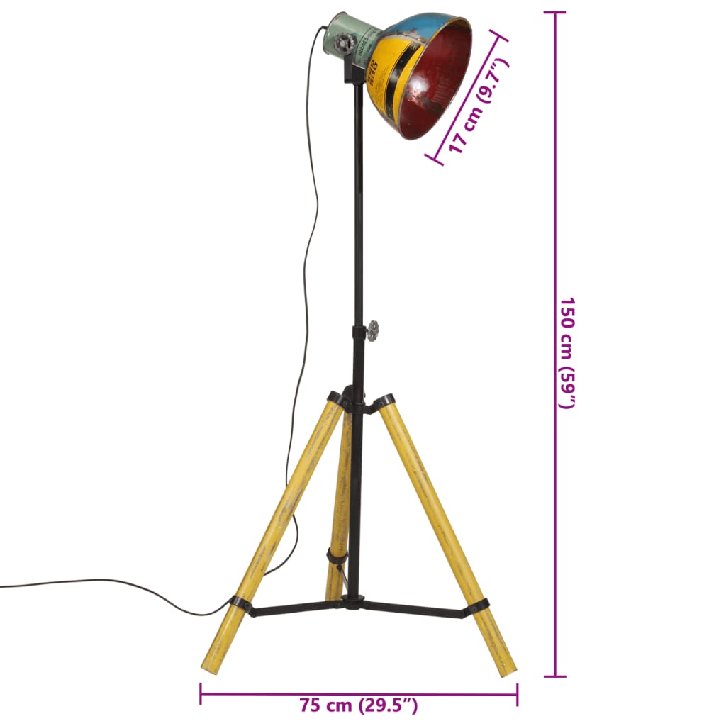 vidaXL Podlahová lampa 25 W viacfarebná 75x75x90-150 cm E27