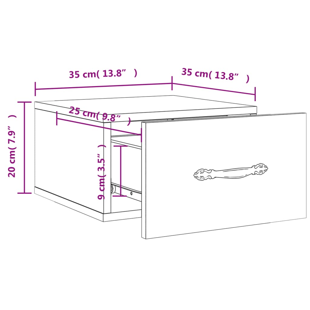 vidaXL Nástenné nočné stolíky 2 ks betónovo sivé 35x35x20 cm