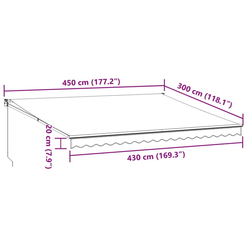 vidaXL Ručne zaťahovacia markíza hnedá 450x300 cm