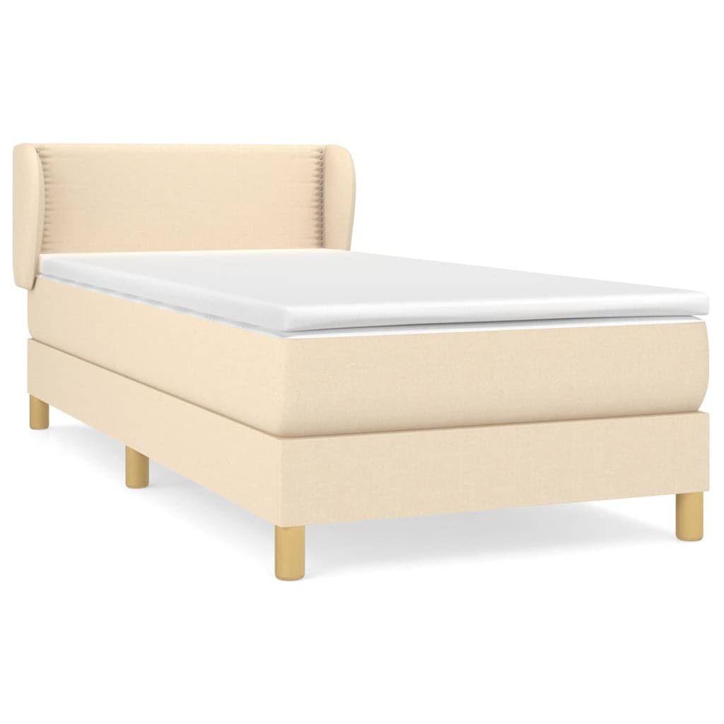 vidaXL Posteľný rám boxspring s matracom krémový 90x190 cm látka