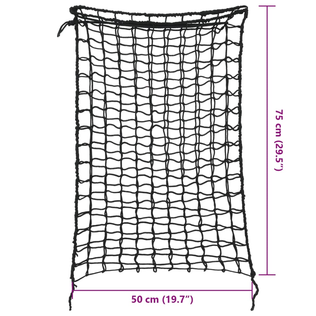 vidaXL Obdĺžniková sieťka na seno 2ks čierna 75x50 cm PP