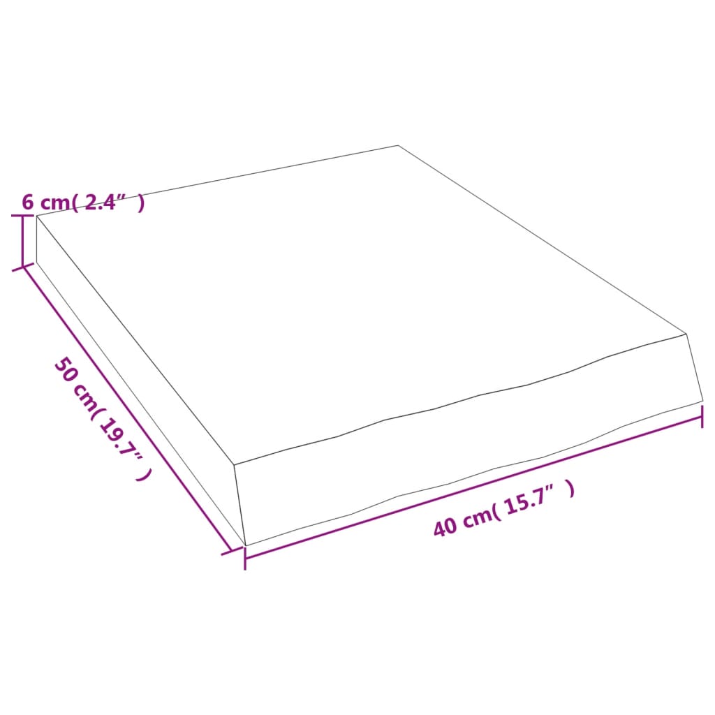 vidaXL Kúpeľňová doska bledohnedá 40x50x(2-6) cm ošetrený masív