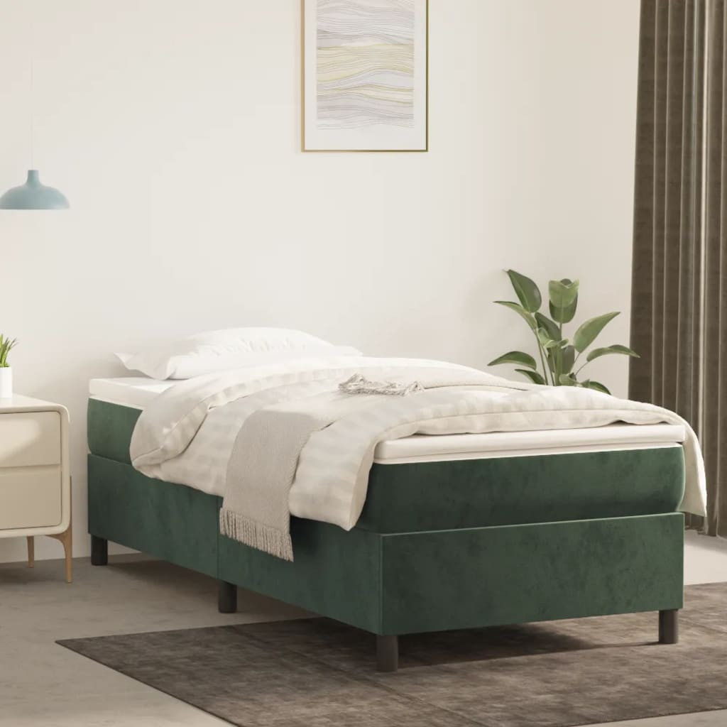 vidaXL Posteľný rám na boxspring tmavozelený 80x200 cm zamat