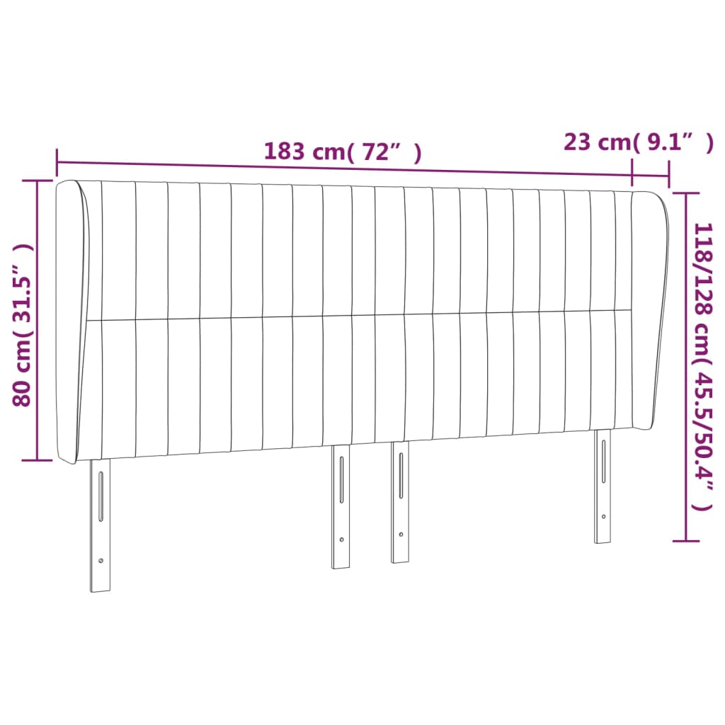 vidaXL Čelo postele so záhybmi bledosivé 183x23x118/128 cm zamat