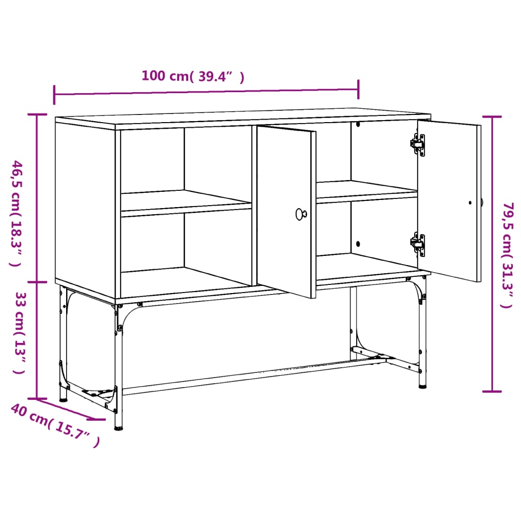 vidaXL Komoda sivý dub sonoma 100x40x79,5 cm kompozitné drevo