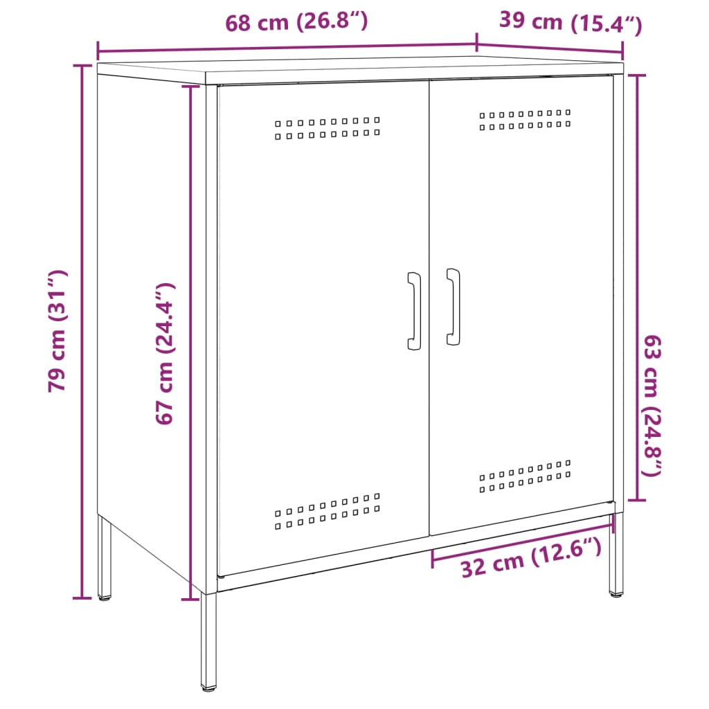 vidaXL Komoda antracitová 68x39x79 cm oceľ