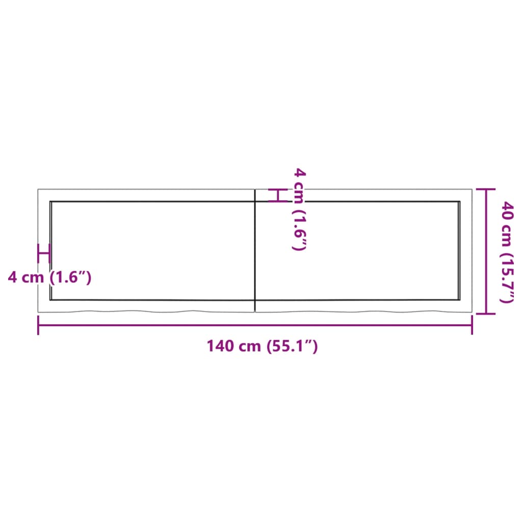 vidaXL Kúpeľňová doska 140x40x(2-4) cm neošetrený masív