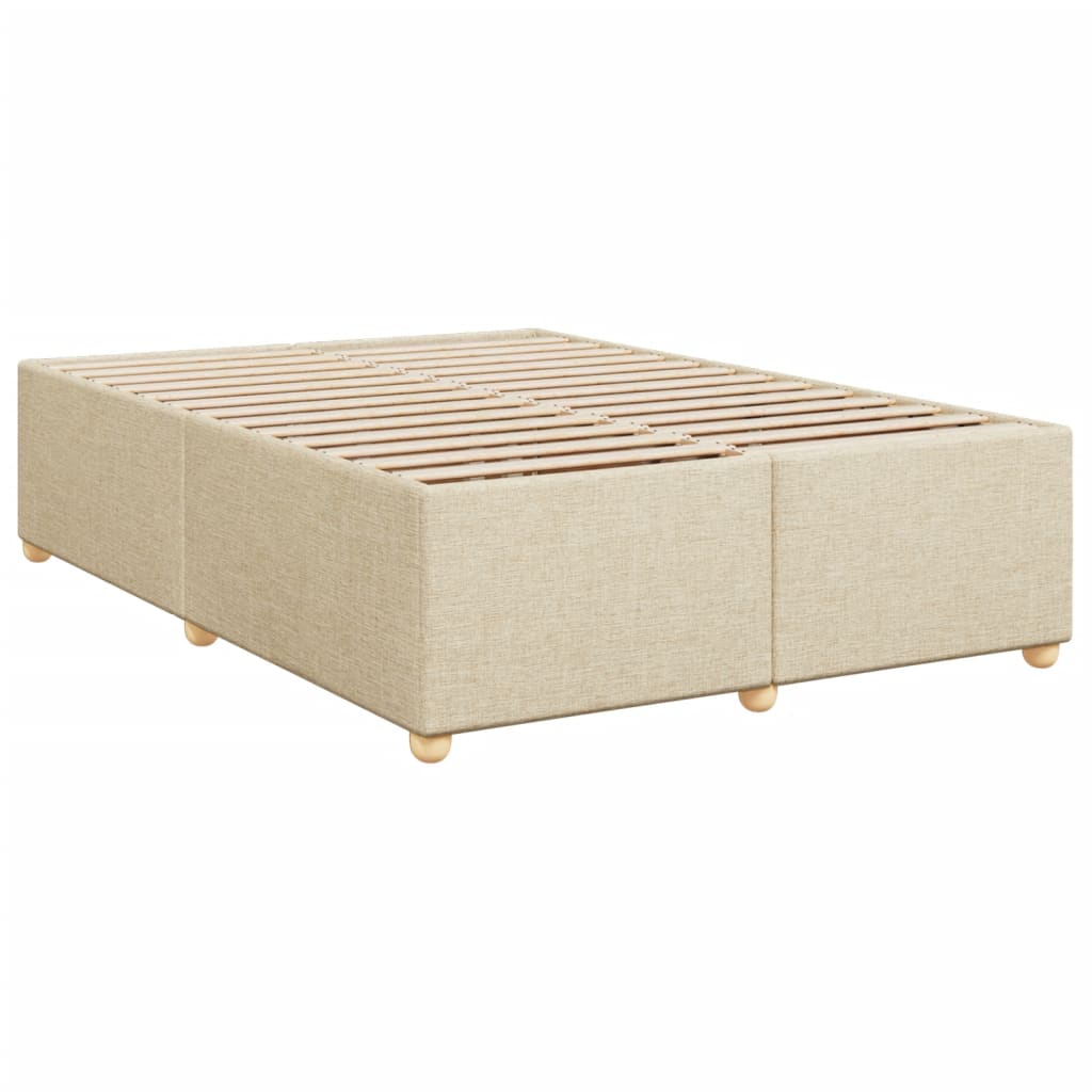 vidaXL Posteľný rám boxspring s matracom krémový 160x200 cm látka