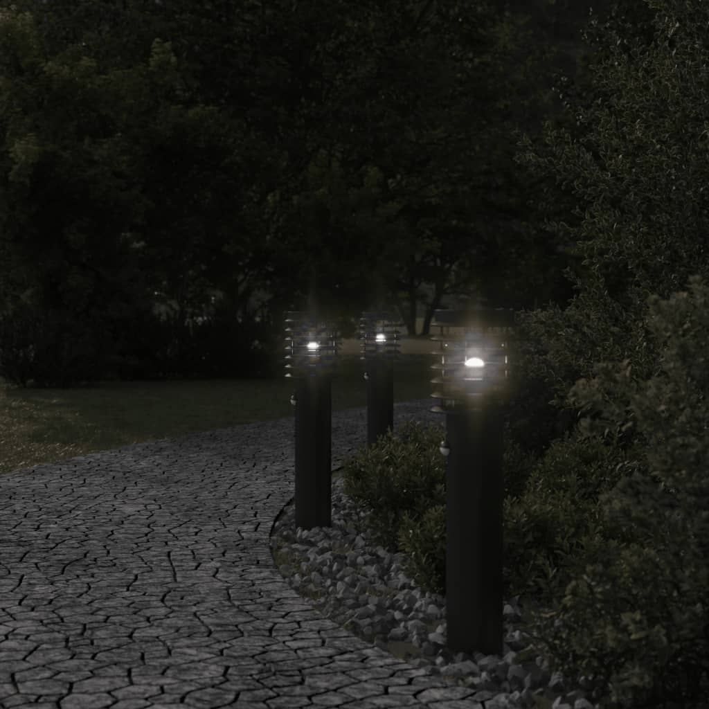 vidaXL Vonkajšia stojaca lampa senzor čierna 60 cm nehrdzavejúca oceľ