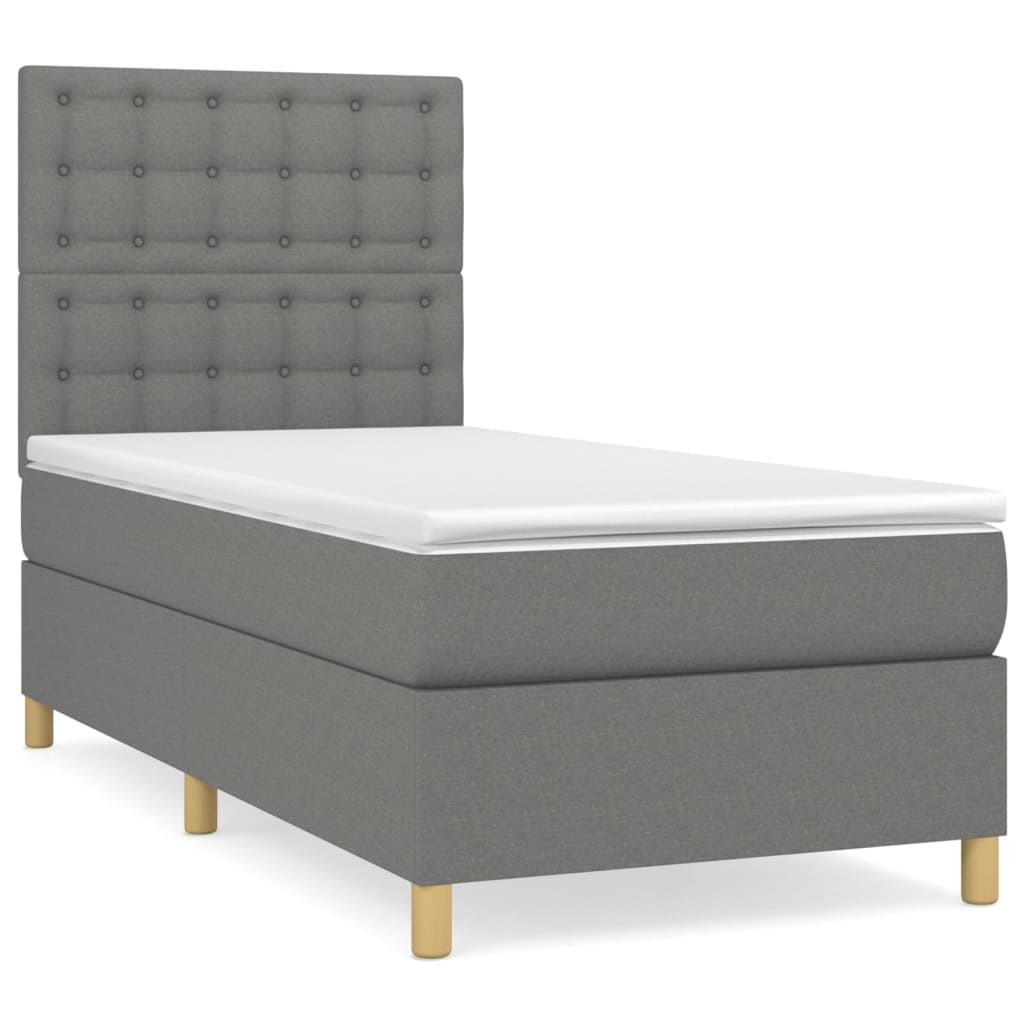 vidaXL Boxspring posteľ s matracom tmavosivá 90x200 cm látka