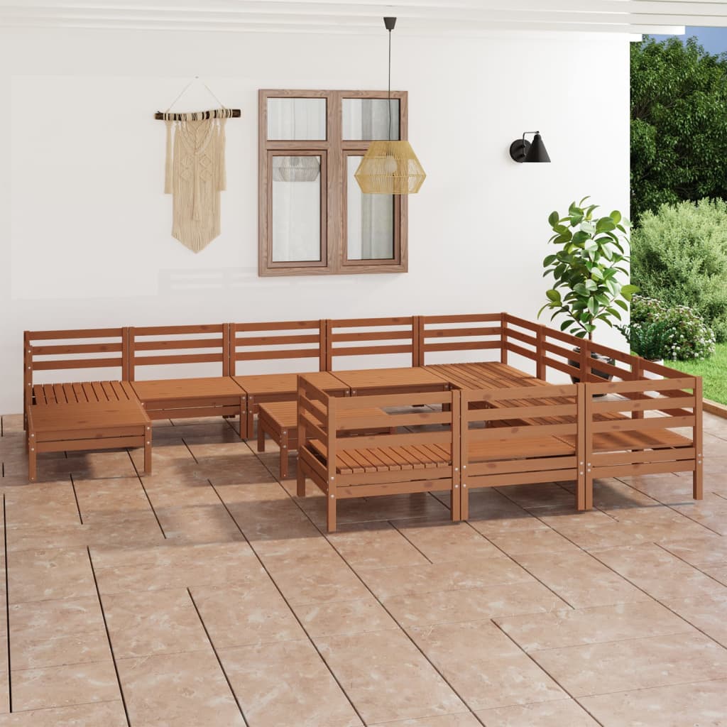 vidaXL 12-dielna záhradná sedacia súprava, medová, borovicový masív