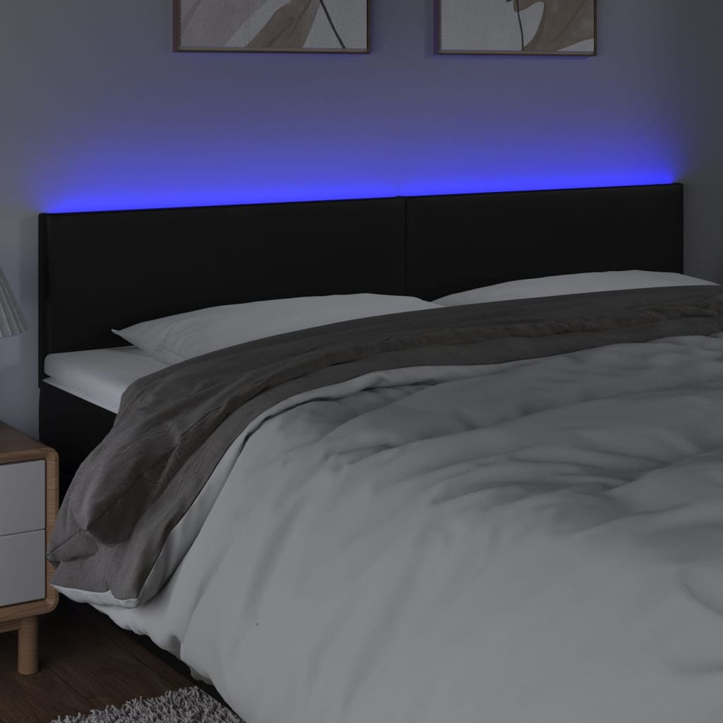 vidaXL Čelo postele s LED čierne 180x5x78/88 cm umelá koža