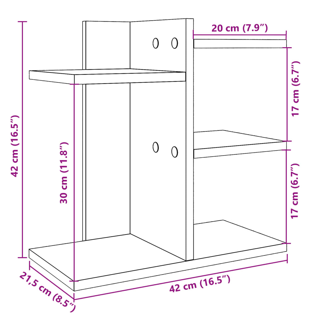 vidaXL Organizér na stôl, čierny 42x21,5x42 cm, kompozitné drevo