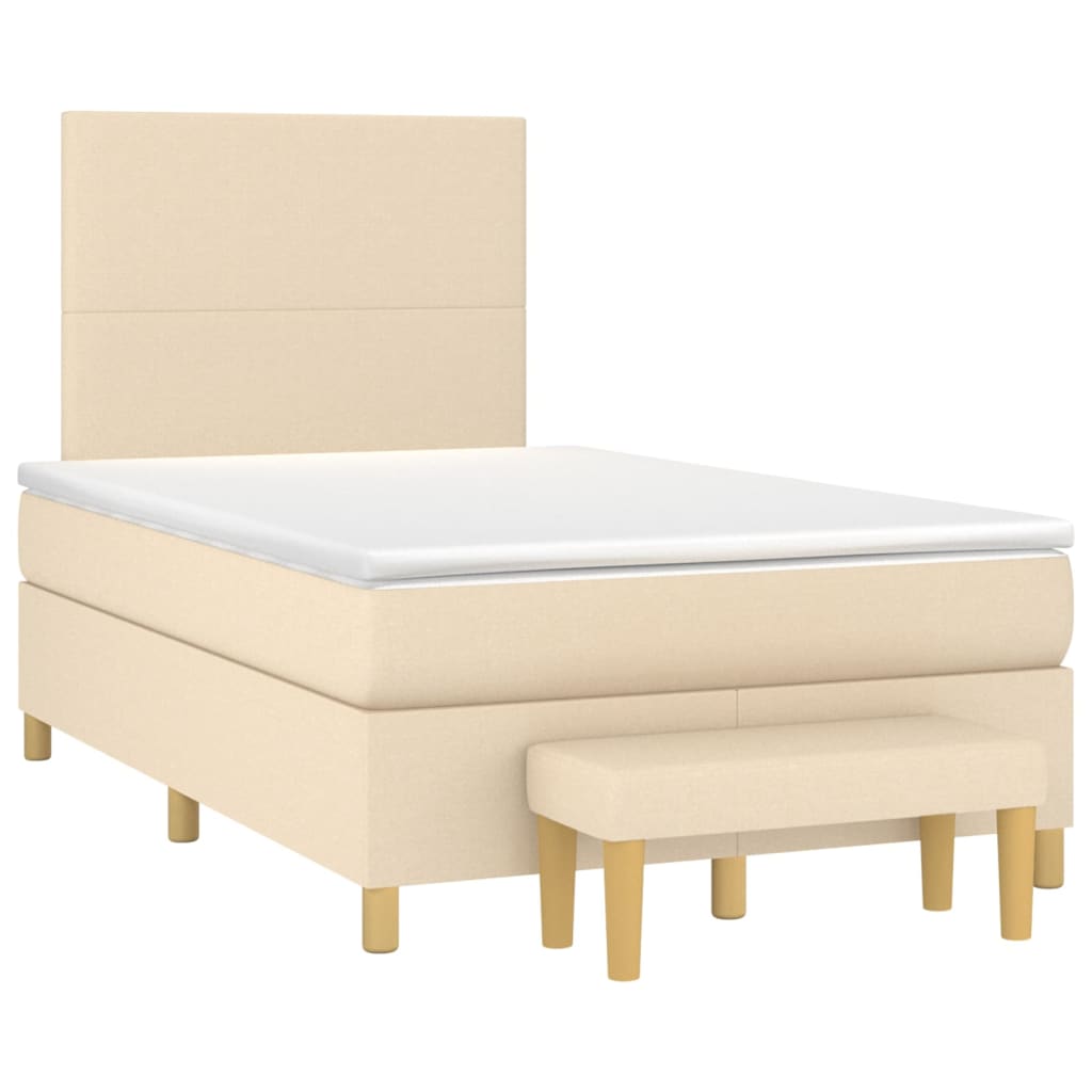 vidaXL Boxspring posteľ s matracom krémová 120x190 cm látka