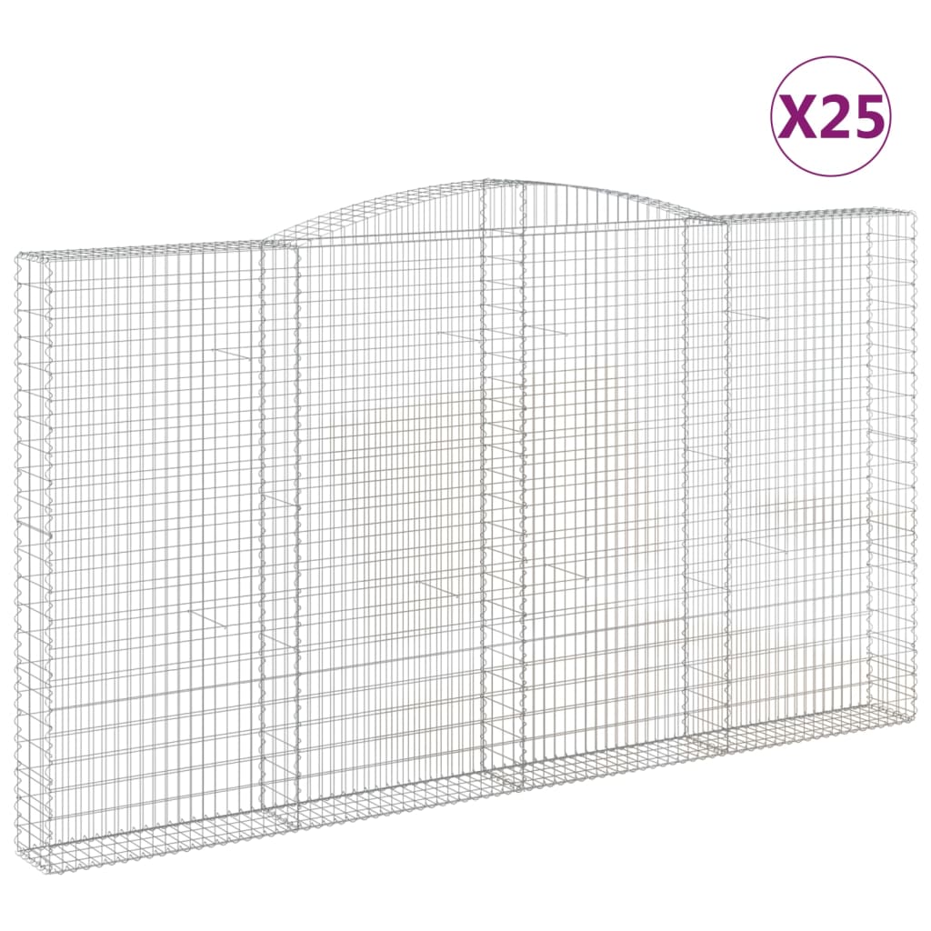 vidaXL Oblúkový gabionový kôš 25ks 400x30x220/240cm pozinkované železo