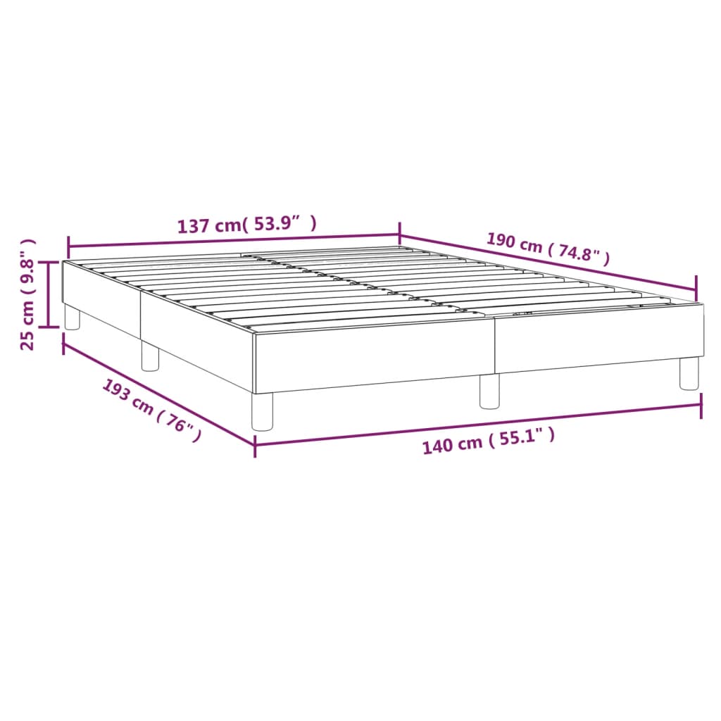 vidaXL Posteľ bez matraca tmavomodrá 140x190 cm zamat