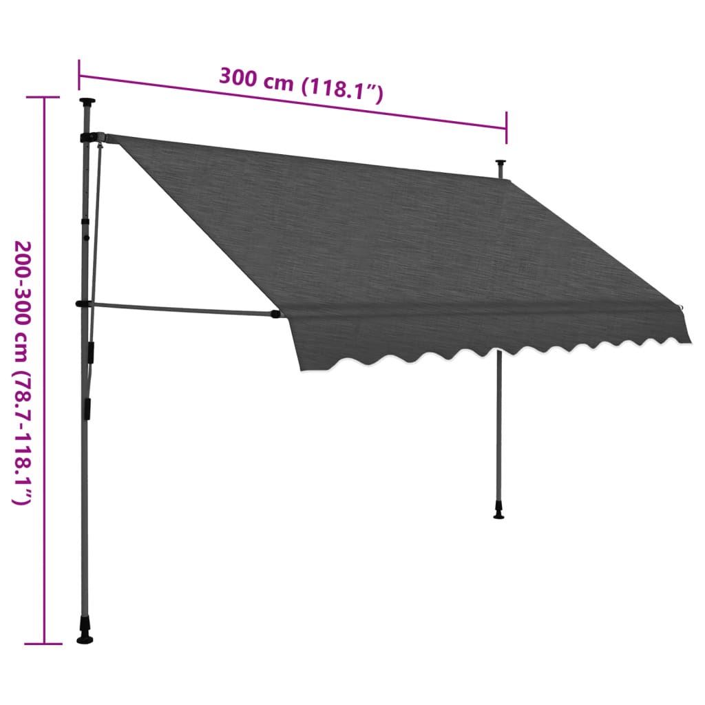 vidaXL Ručne zaťahovacia markíza s LED 300 cm, antracitová