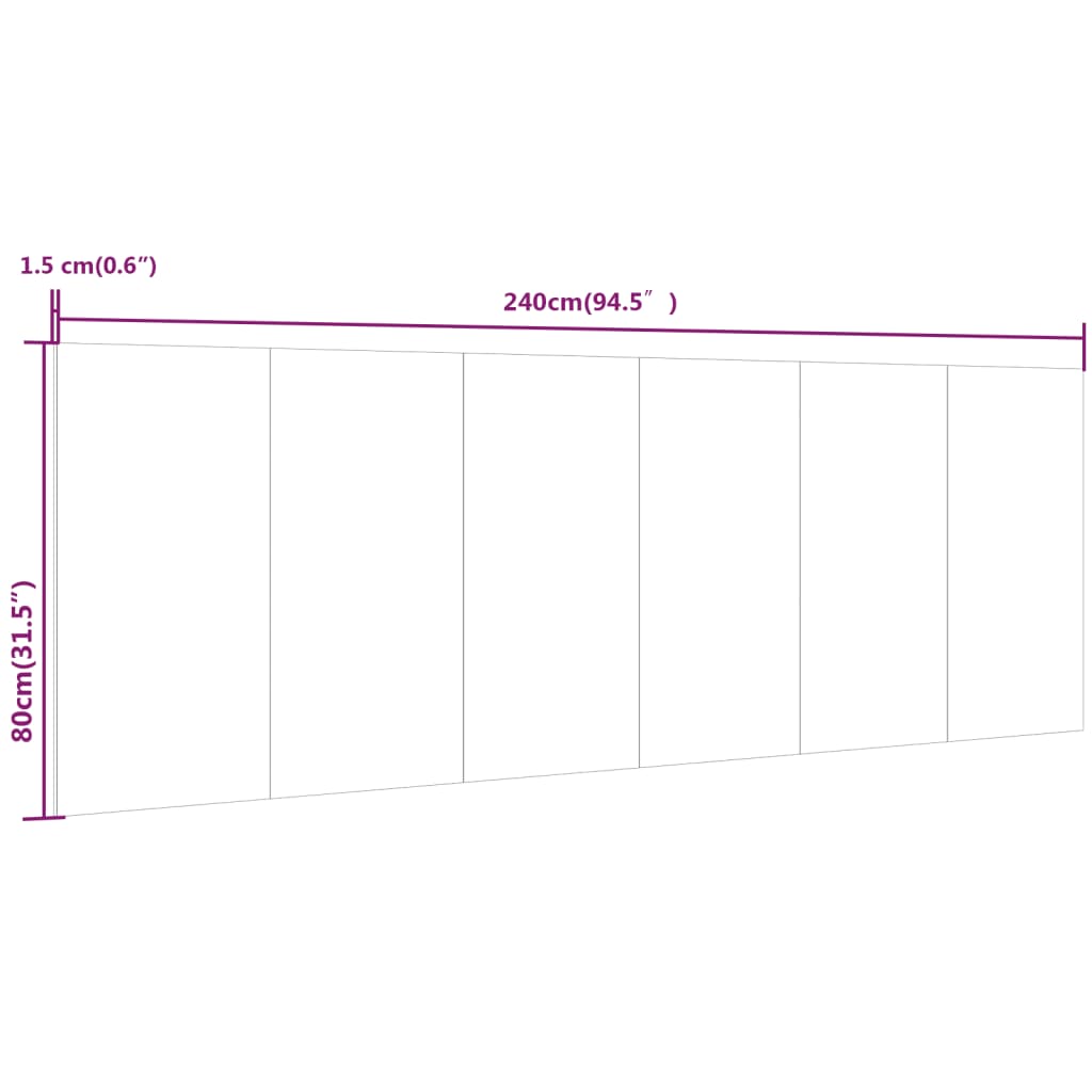 vidaXL Nástenné čelo postele biele 240x1,5x80 cm spracované drevo