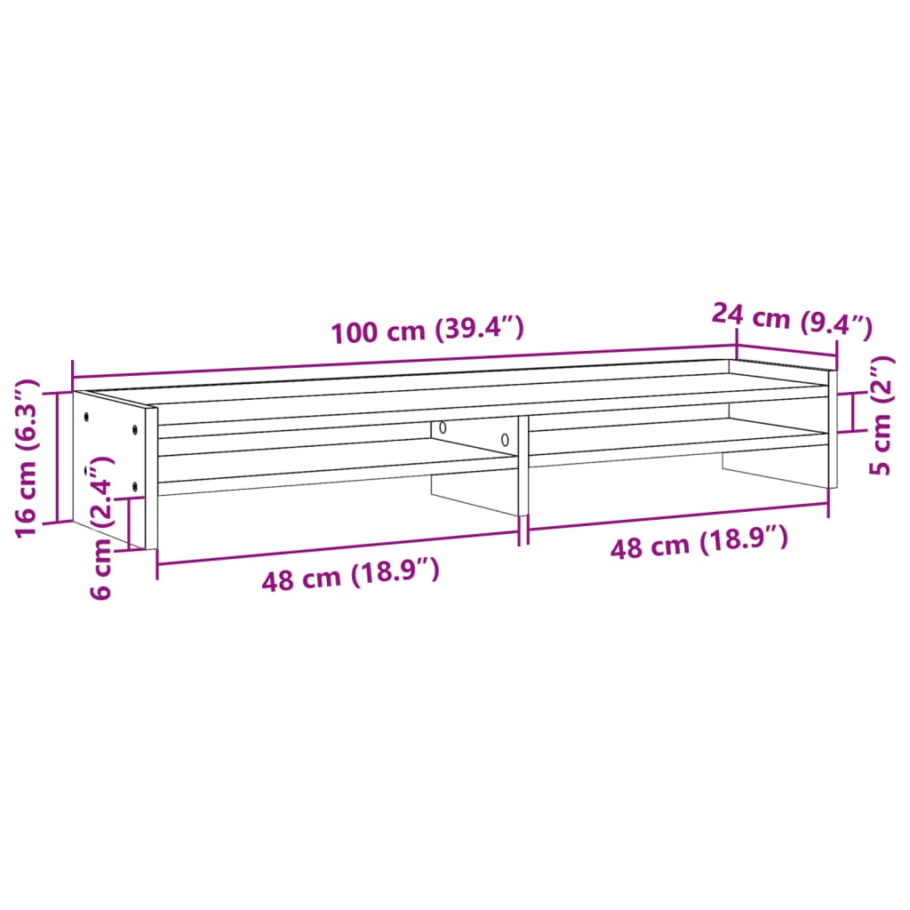 vidaXL Stojan na monitor hnedý dub 100x24x16 cm kompozitné drevo