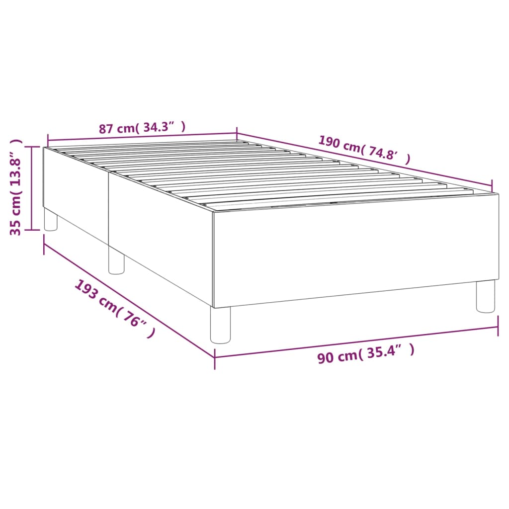 vidaXL Rám na boxspring posteľ tmavomodrý 90x190 cm zamat